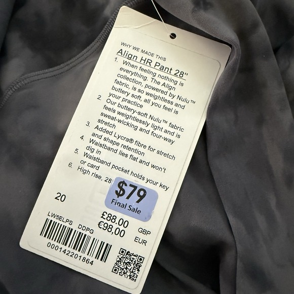 NEW Lululemon Align High-Rise Pant 28" Size 20 Diamond Dye Grey - Picture 7 of 8